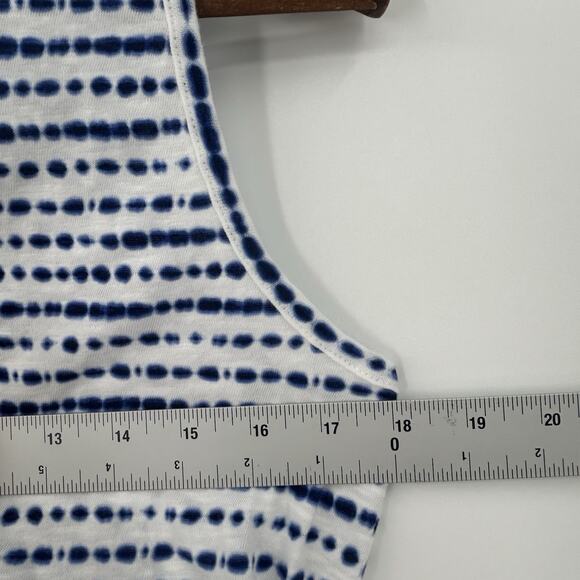 Talbots Dress Women's Small Cinch Waist Striped White Cotton Blue Dot Line - Picture 7 of 10